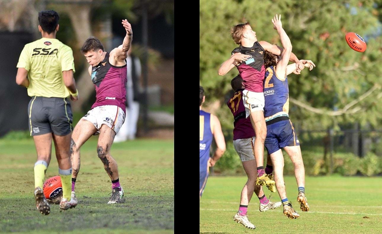 Connor Riley just gets boot to ball, Mattias Rose leaps to spoil