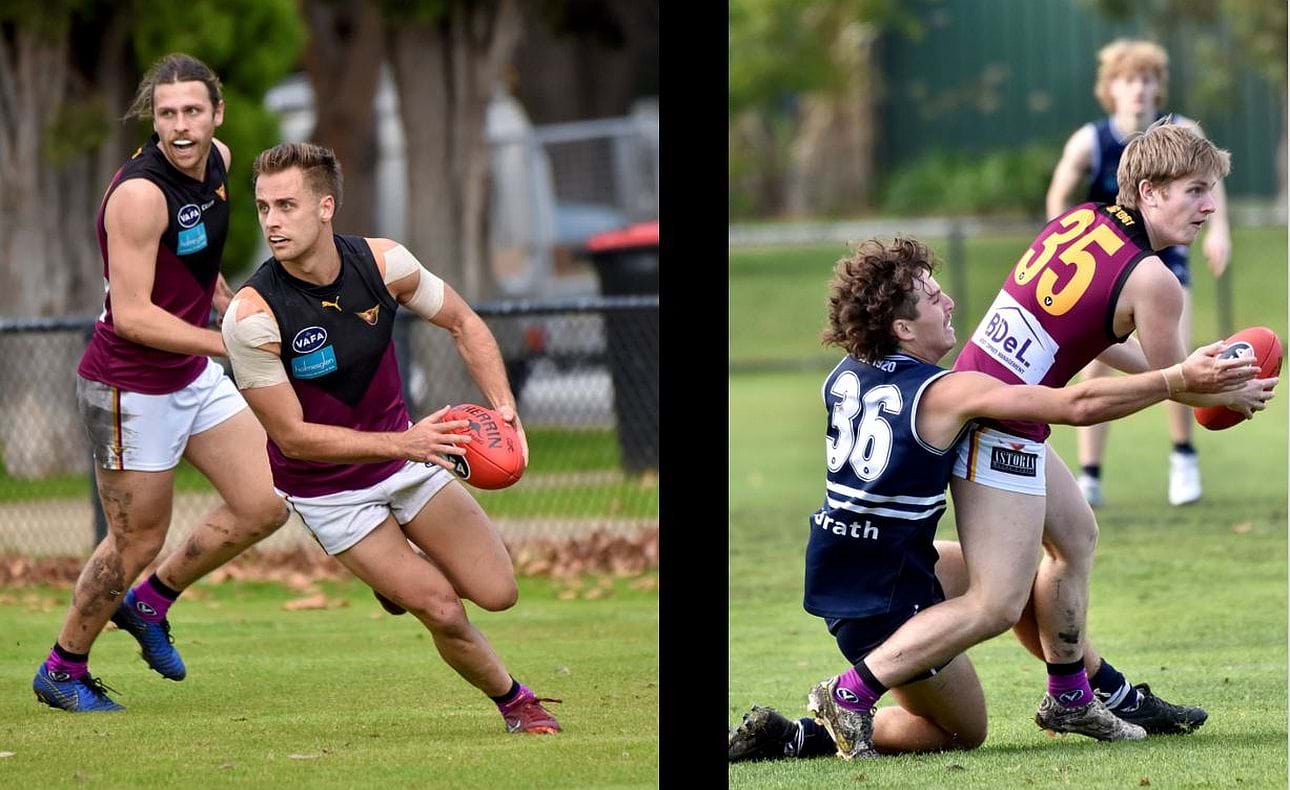 Brodie Steele swivels in front of Will Paul; Liam Kirkwood-Scott under the hammer