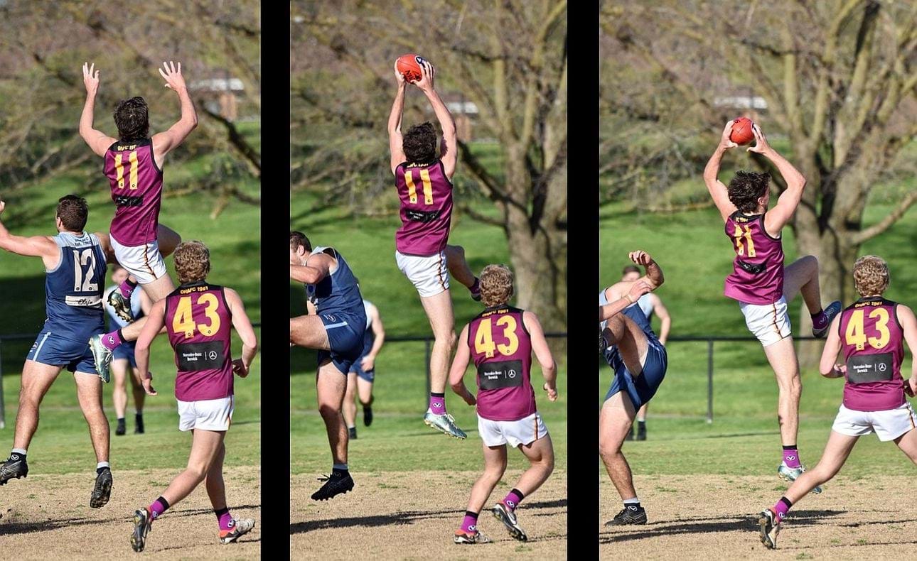 Lachie Vaughan (11) marks; no crumbs for Hugo Nosiara (43)