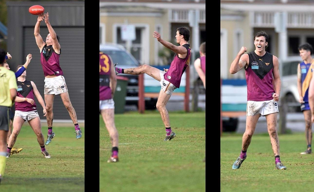Lachie Vaughan marks, kicks and goals late in the game