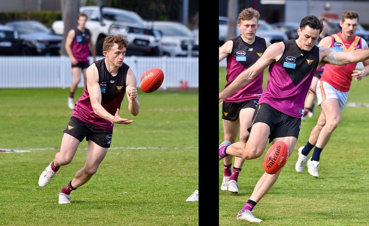 Rayner Seccull and Kye Turner clear out of defence