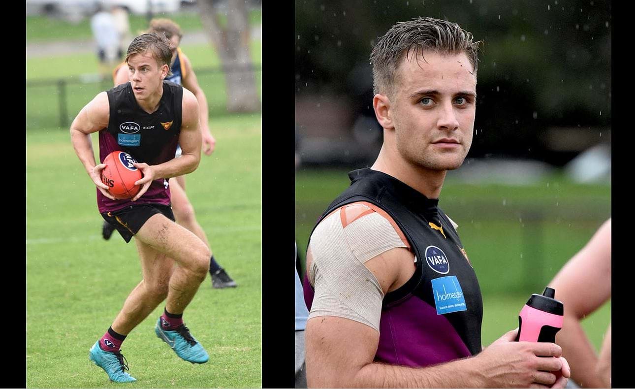 Mattias Rose on his favourite left foot and Brodie Steele at a break in the rain