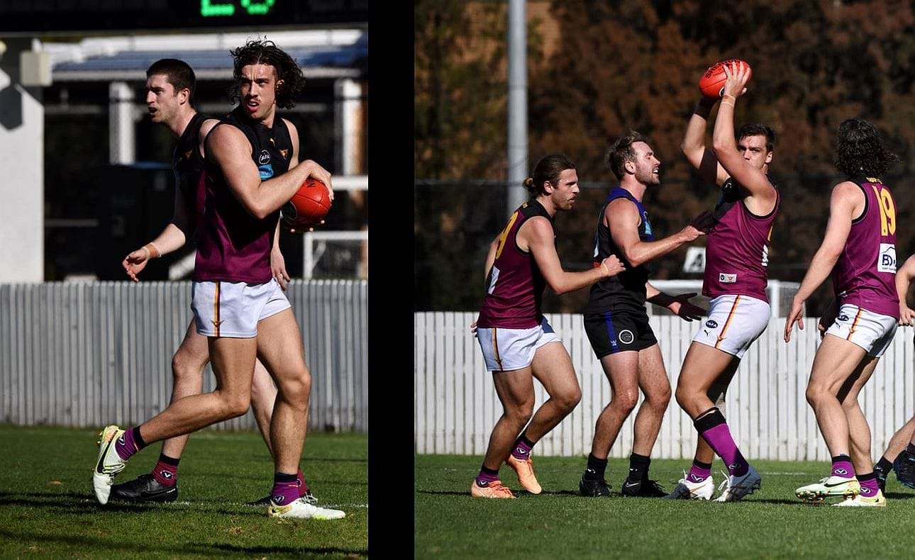 Nathan Dowsett and Durras Seccull form a two-headed monster; ruckman Lachie Treverton  was in imperious form all day
