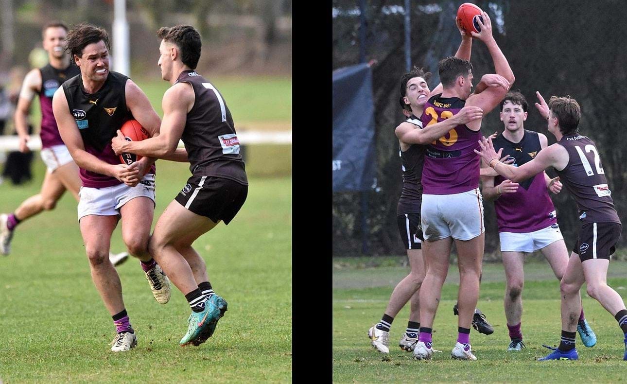 Jack Munro in the contest; Lachie Treverton stands tall with a mark in the game's closing stages