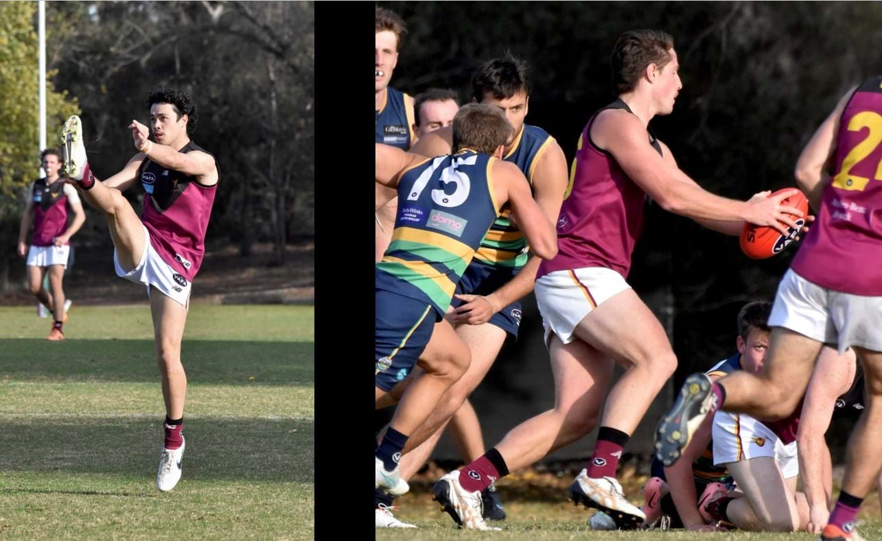 Josh Docking with a set shot and Harrison Jones with a snap at goal