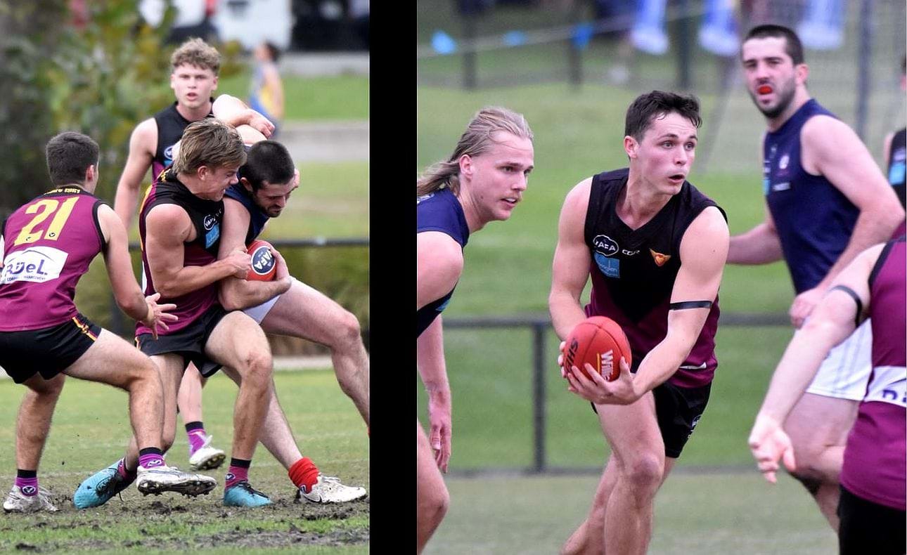 Mattias Rose lays a tackle in front of team mates Charlie Sinclair (21) and Hugo Nosiara; defender Max Sinclair breaks clear