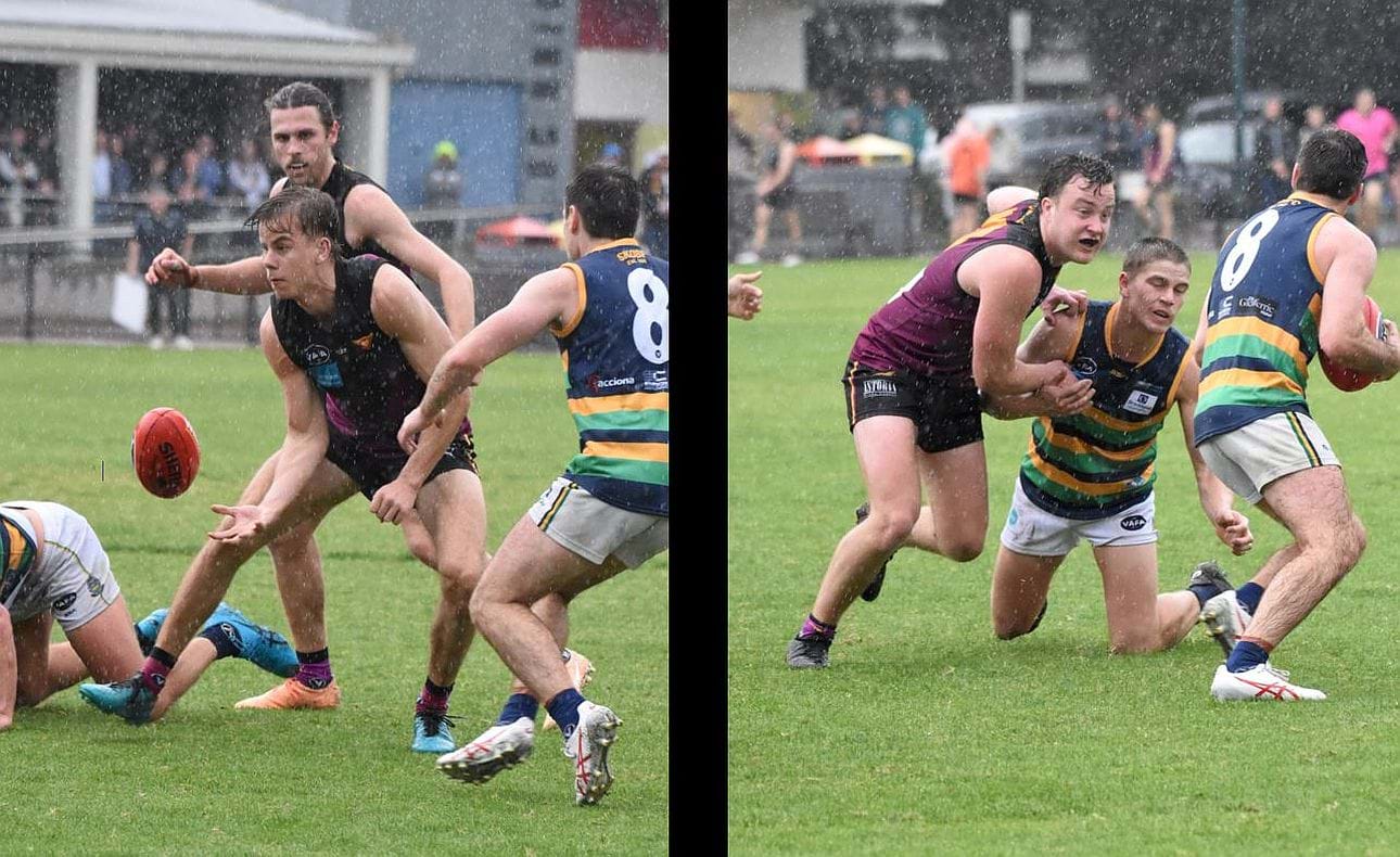 Late in the game and the rain pours down on an increasingly desperate Mattias Rose and Max Sievers