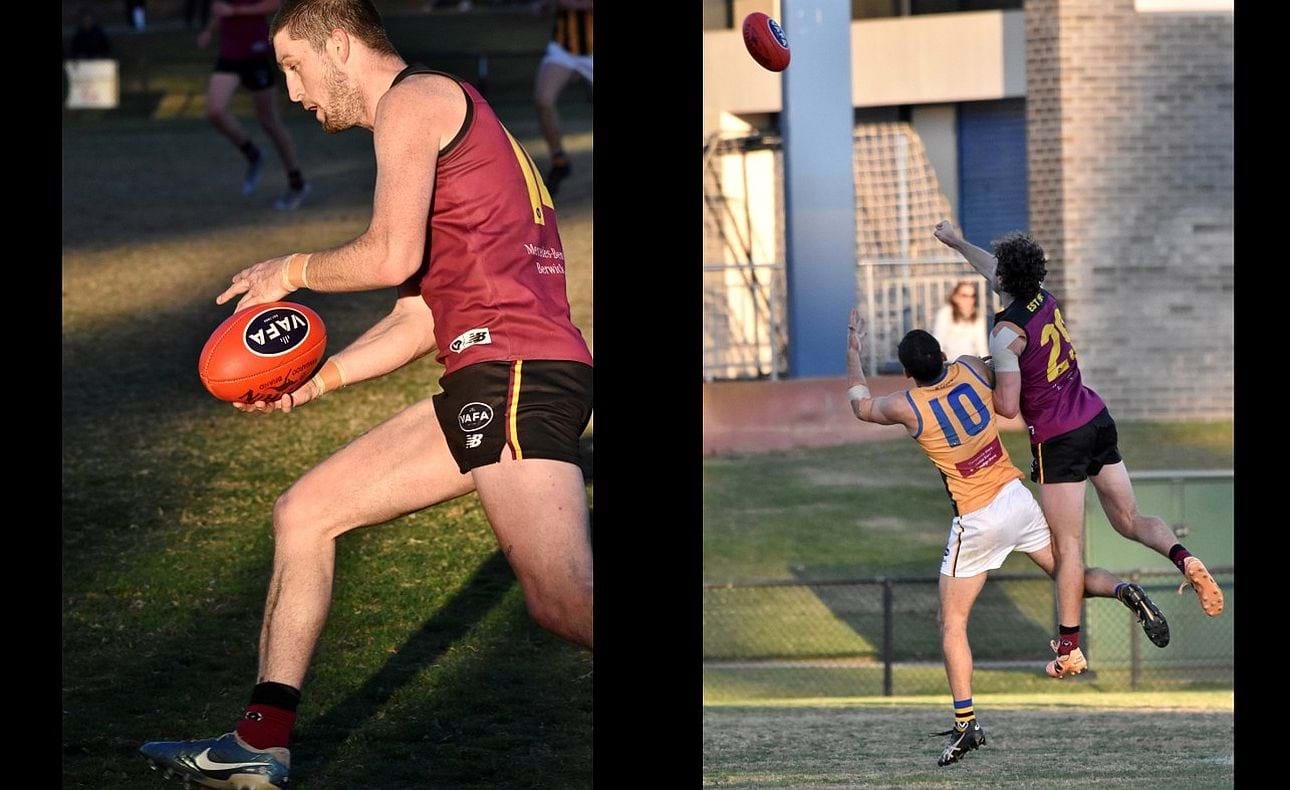 Late in the day Durras Seccull takes his kick and Will Paul (29) effects yet another spoil