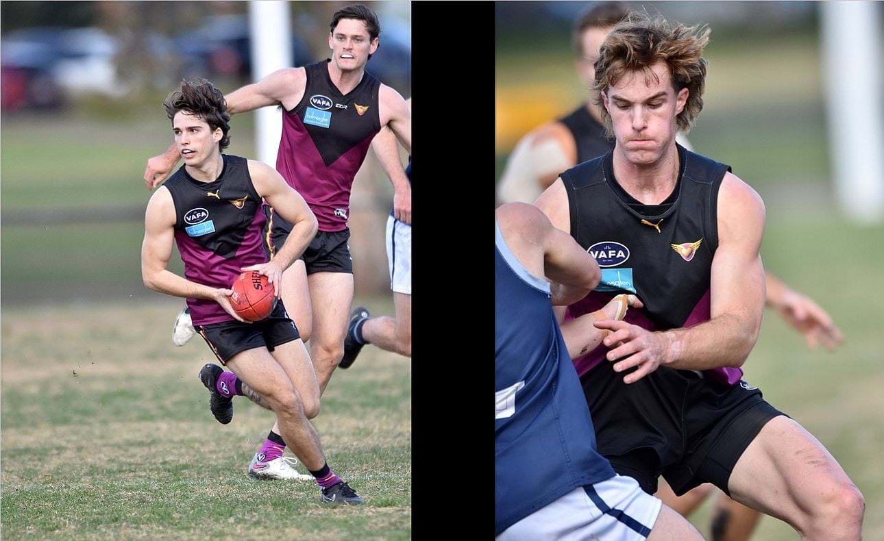 Noah Higgins breaks clear ahead of Kye Turner, Hugo Lynch in defence