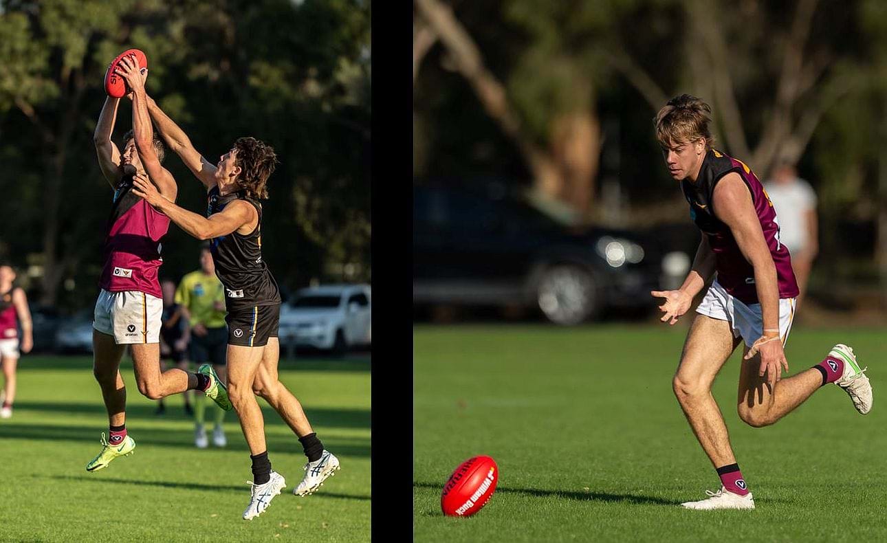 Sam Loewe looks up and Mattias Rose looks down