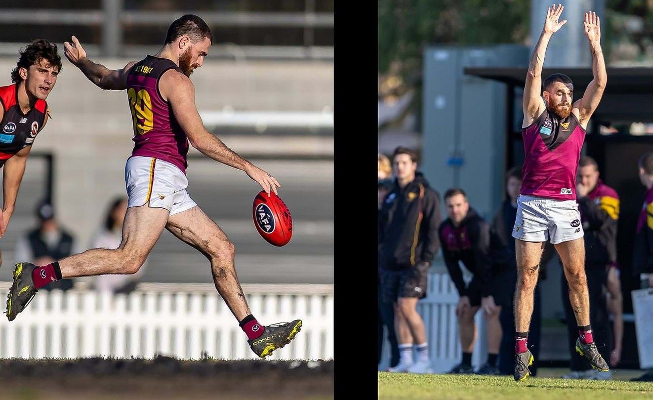 Will Barrie taking his kick and on the mark