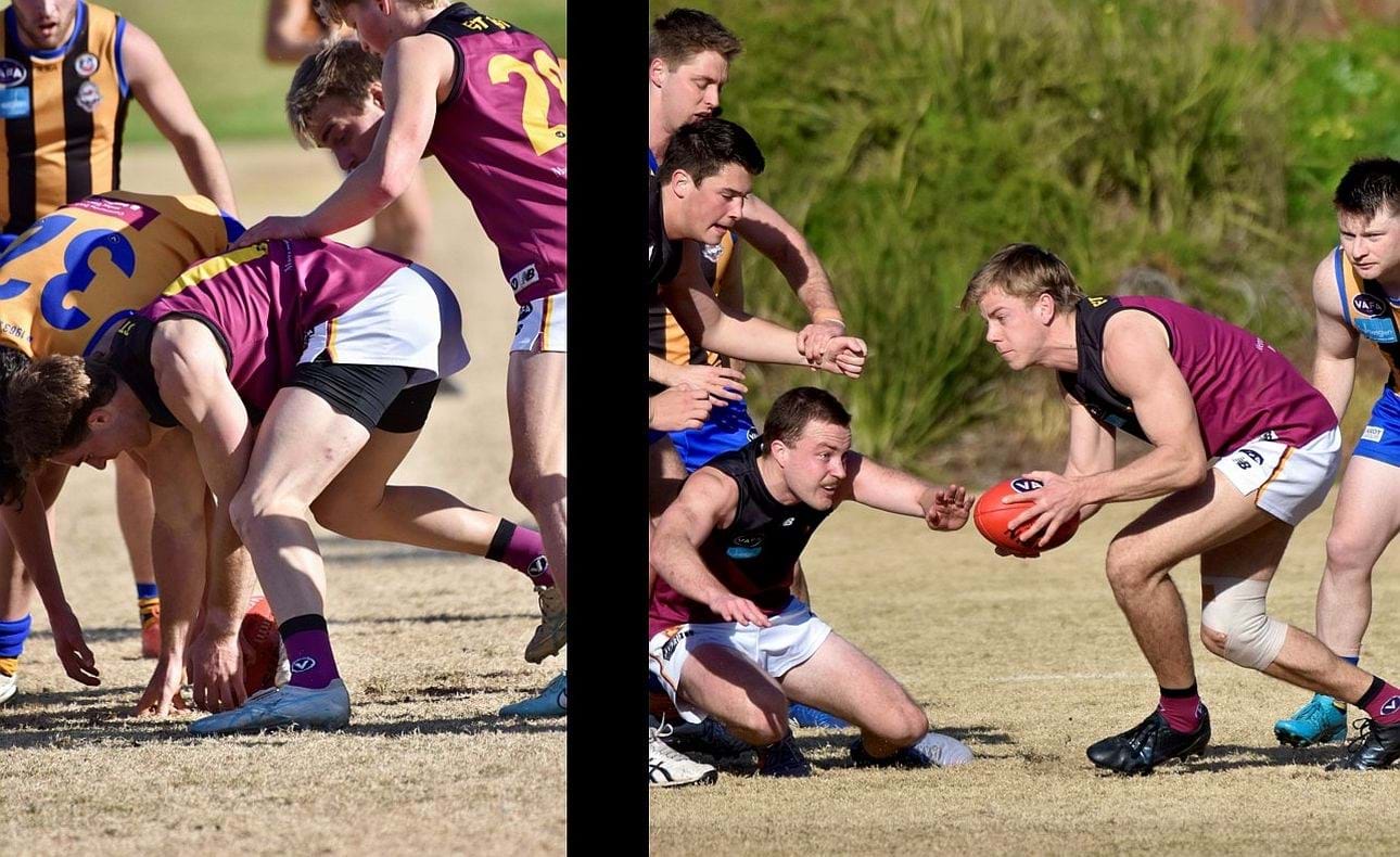 Hugo Lynch and Mattias Rose contesting at close quarters