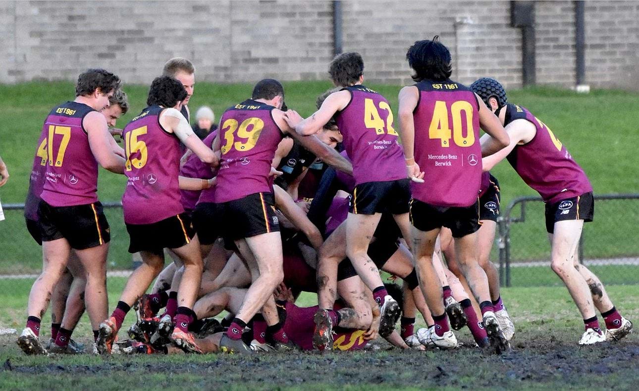 Somewhere at the bottom of that pack is the match winner Durras Seccull, having kicked a goal after the siren to win the game by a point, his second in the space of the last two minutes