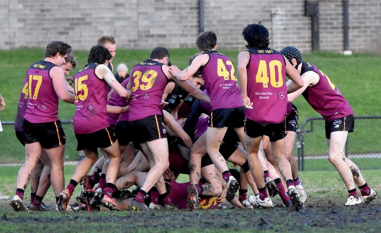 Somewhere at the bottom of that pack is the match winner Durras Seccull, having kicked a goal after the siren to win the game by a point, his second in the space of the last two minutes
