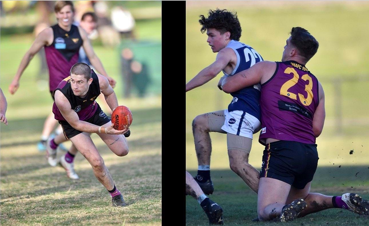 Durras Seccull and Lachie Treverton close to the ground
