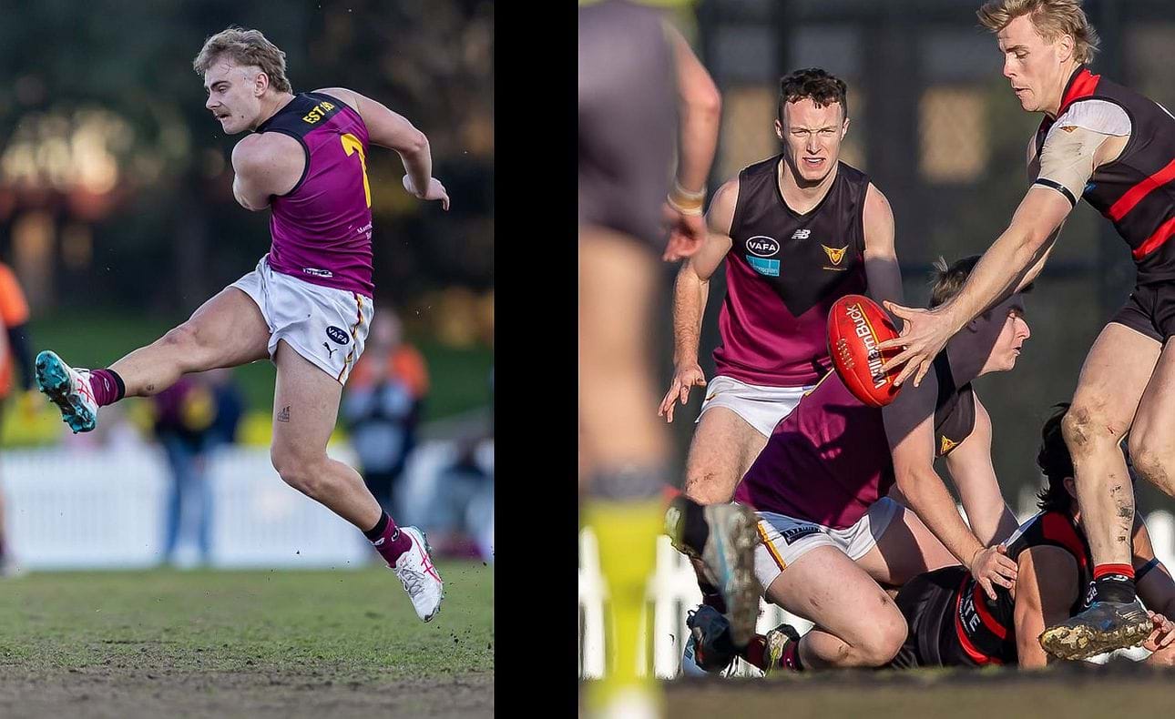 Keegan Mountford kicks around the corner, Jasper Russell ready to pounce