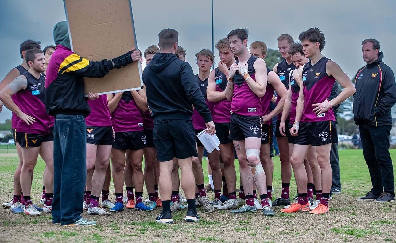 Coach Guy Martyn rallies his troops at the last change