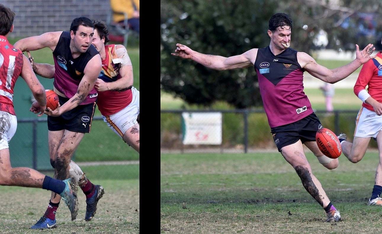 Jack Bell looks for an escape, Brede Seccull just hangs on to his mouthguard