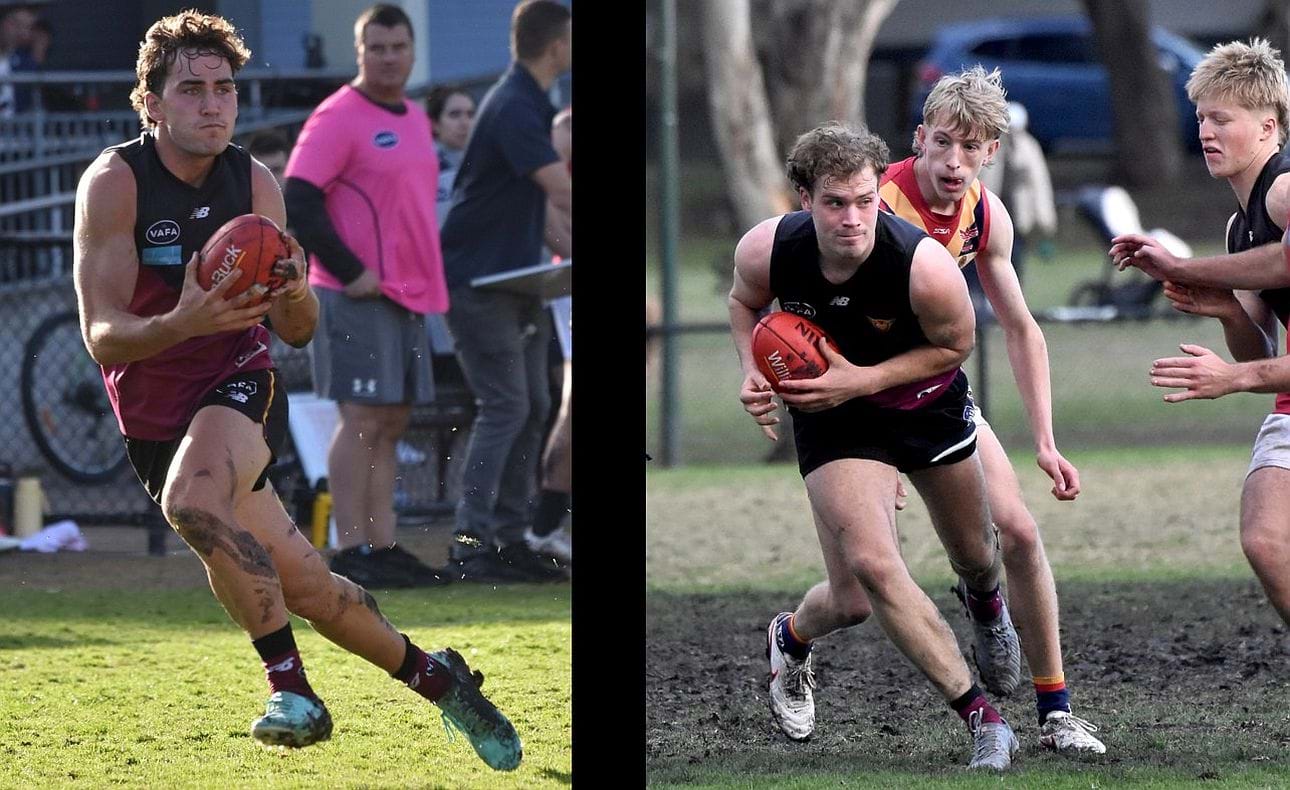 Midfielders Ned Conway and Joel Chilcott take off