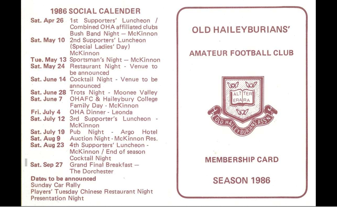 1986 membership card