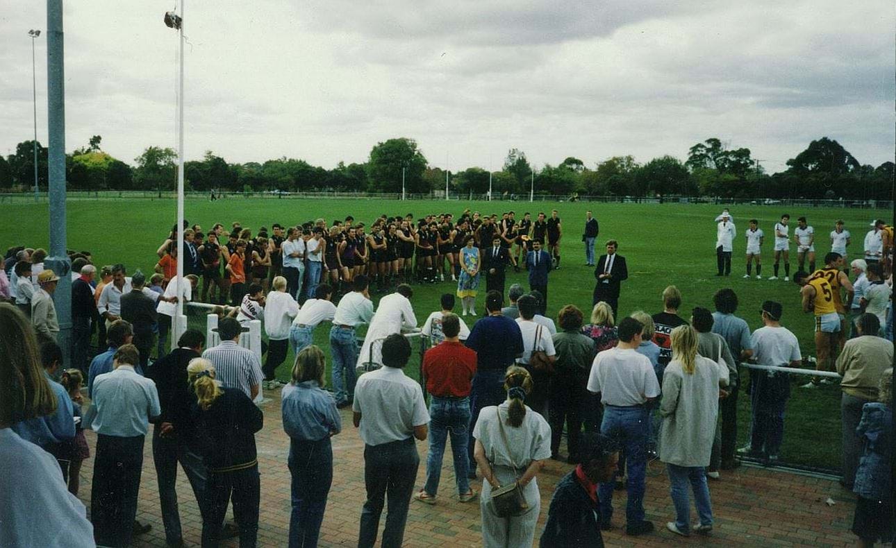 Unfurling of the 1989 premiership flags