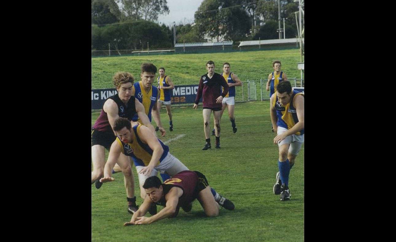 Action from the Reserves Round 16 match against De La Salle