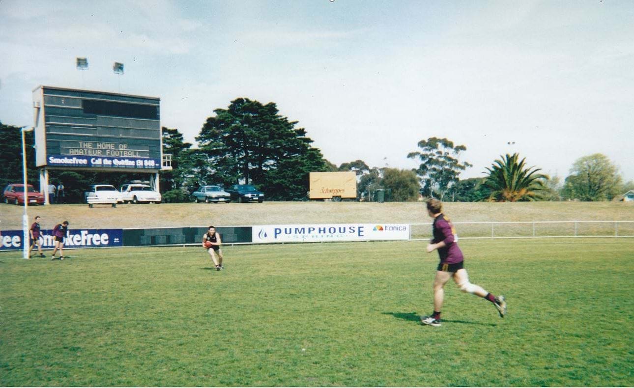 Reserves players warming up for their 2001 Grand Final