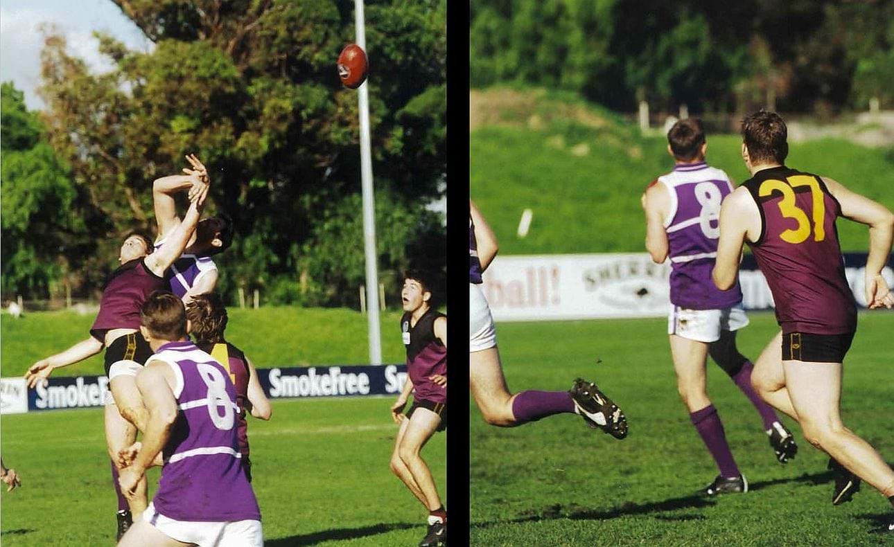 Round 8 action against North Old Boys at Elsternwick Park; Adam Floyd (37) in pursuit