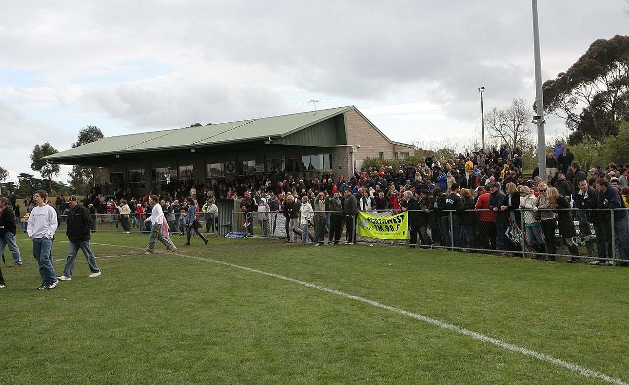 Elsternwick Park on a grey day with the Hill of Knowledge rugged up