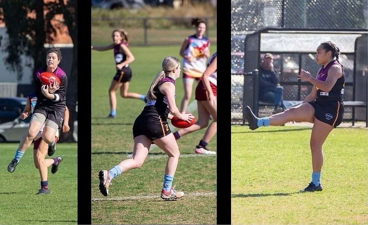 Gracie Vanderwaal, Carly Dillon and Serene Vudiniabola in action for the Hearts against Therry Penola