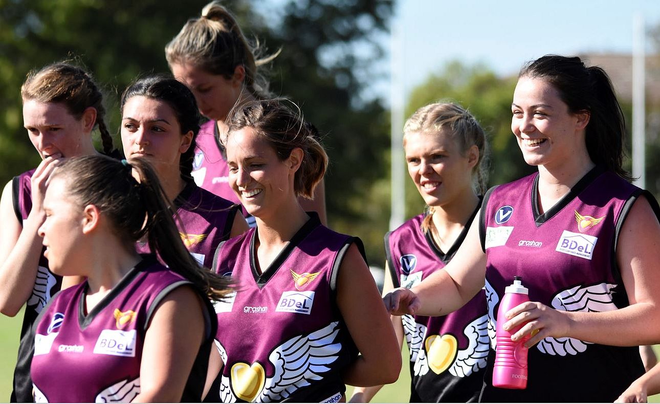Happy Hearts in their inaugural match against Old Caulfield Grammarians at Glenhuntly Reserve