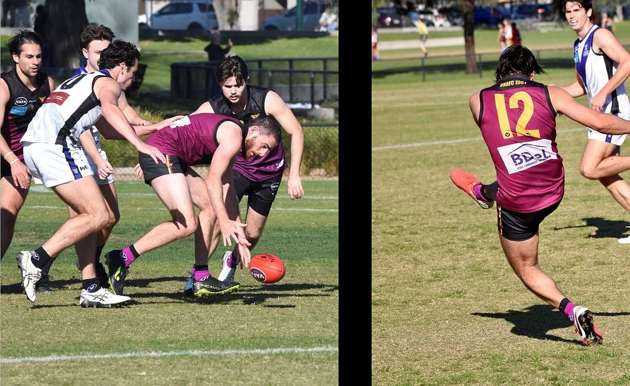 Will Barrie and Corey Connelly (12) in action for the Reserves