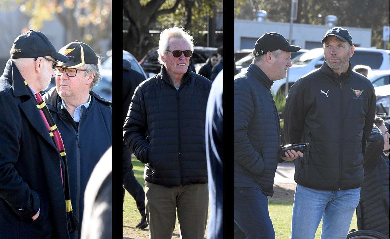 Faces in the crowd Peter Jenke, Tony Doyle, Peter Bowring and Stewart Loewe