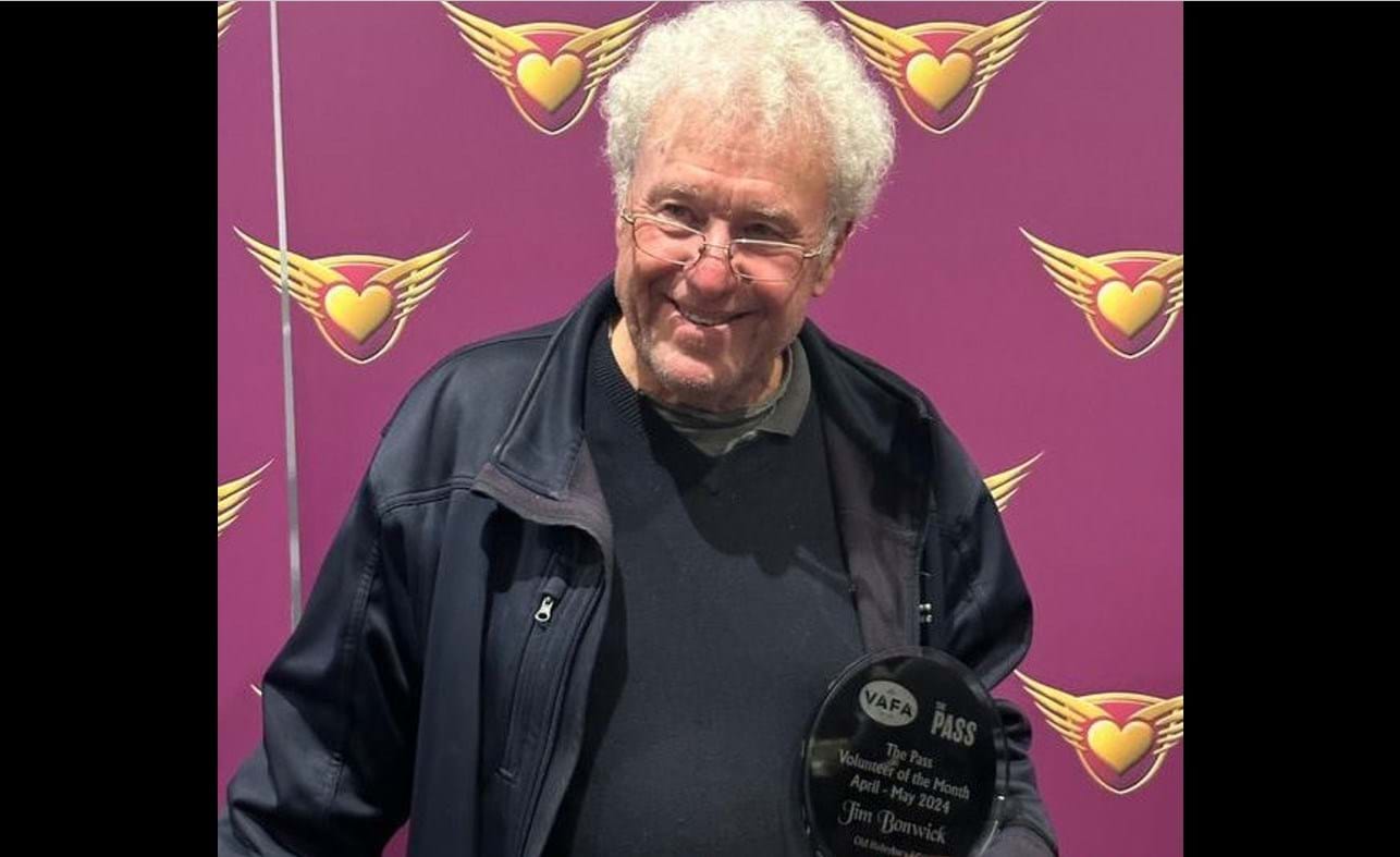 Jim Bonwick with his VAFA outstanding service award