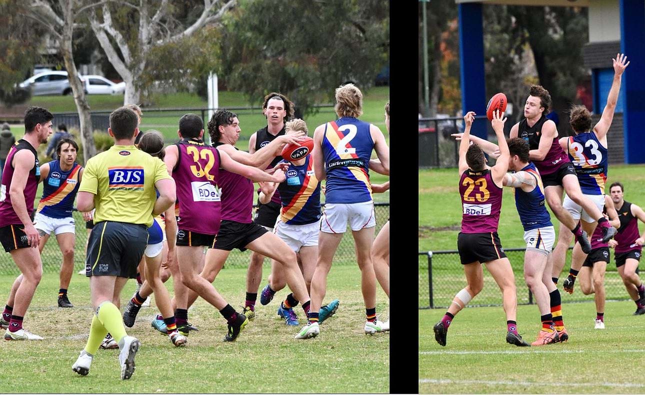 Nathan Dowsett and Max Sievers in the thick of the action