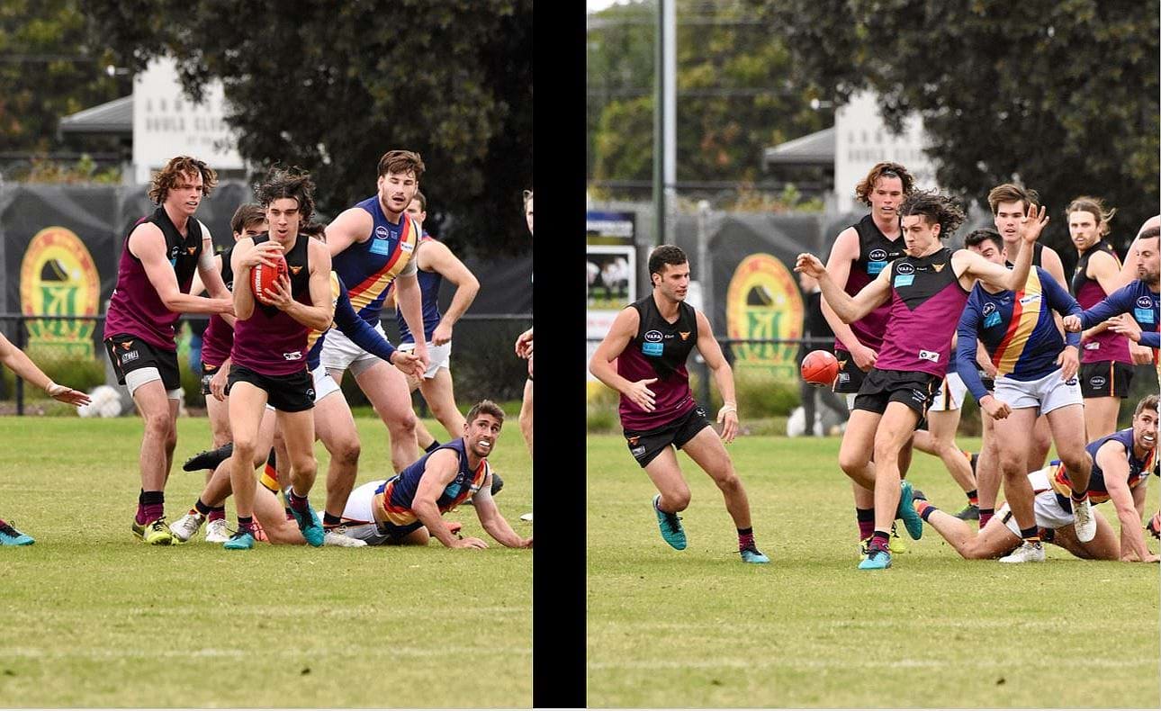 Nathan Dowsett gathers and kicks