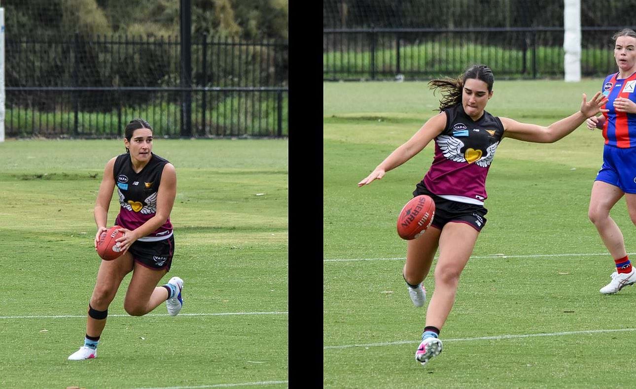 Guestella with another kick downfield