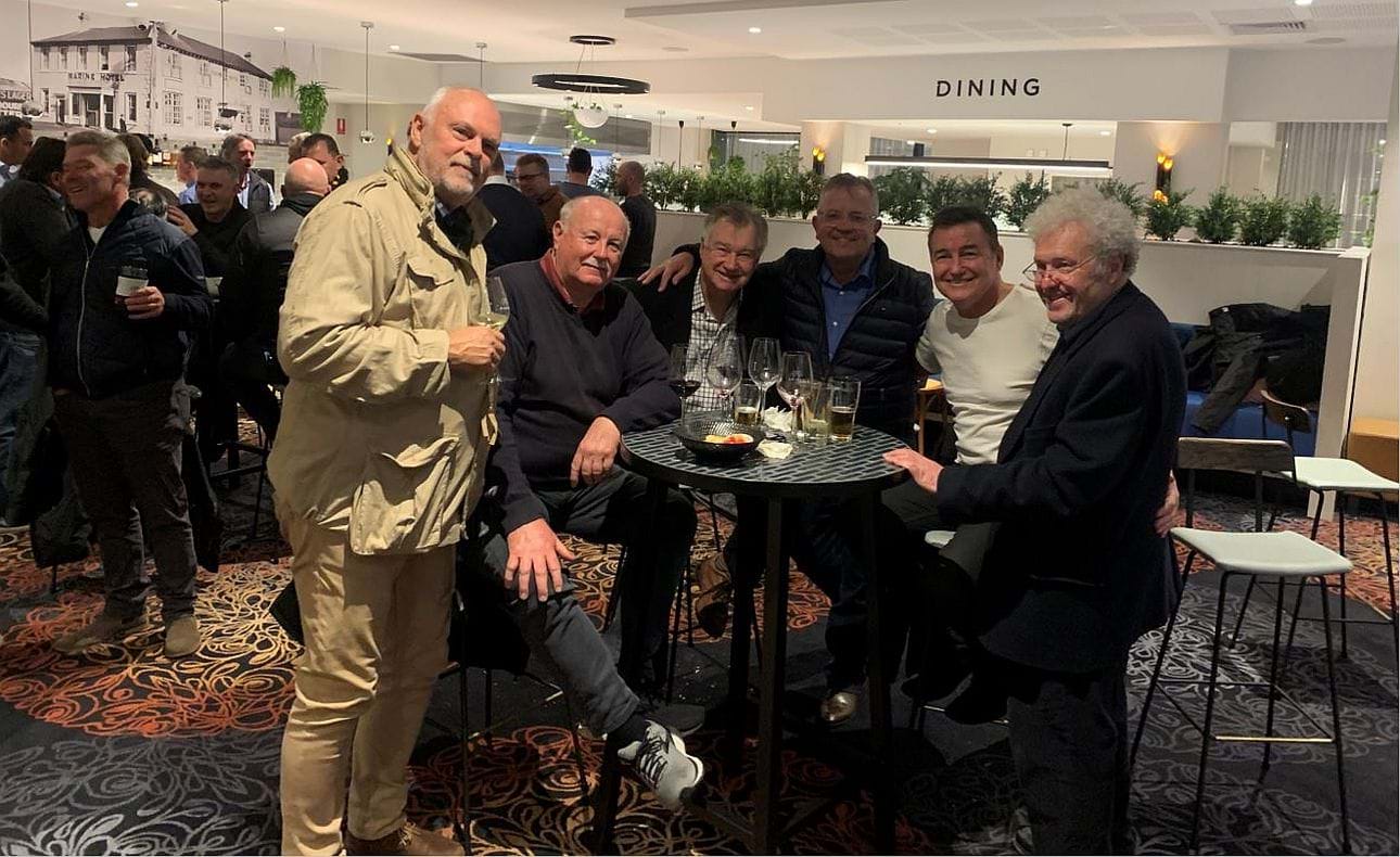 Past players John Warnock, Rob Forbes, Keith Nance, Roger Gerny, Simon Meehan and Jim Bonwick enjoying themselves at the Marine