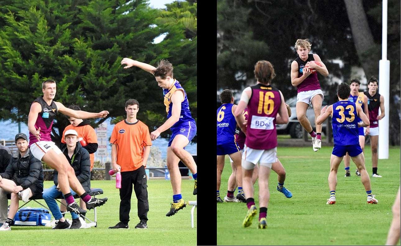 Lachie Riley kicks, Mattias Rose marks